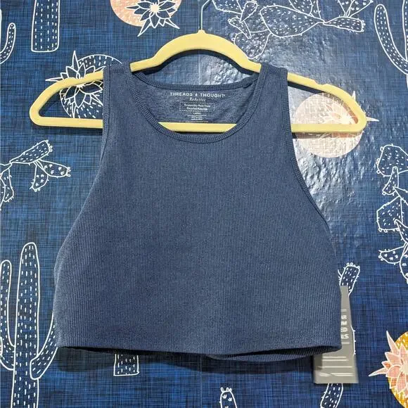 NWT Threads 4 Thought Kensi Rib Sports Bra Heather Chambray Women's Size Large - Picture 6 of 12